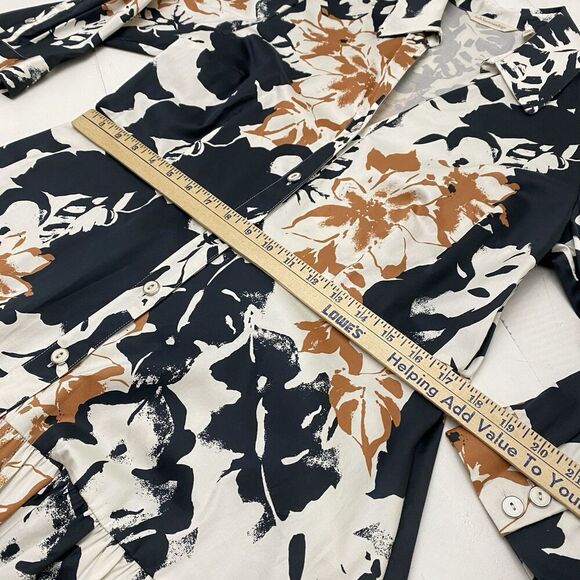 Soft Surroundings Moonglow Midi Dress Sz 12 -3/4 Sleeve Button Up Tiered Floral - Picture 11 of 14